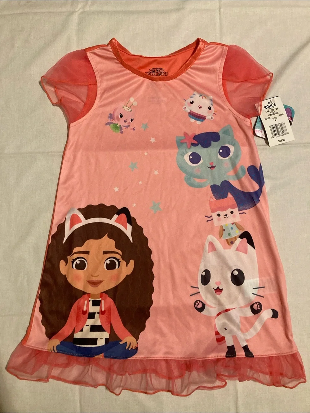 Girls Pink Gabby’s House Print Nightgown Girls Size 4